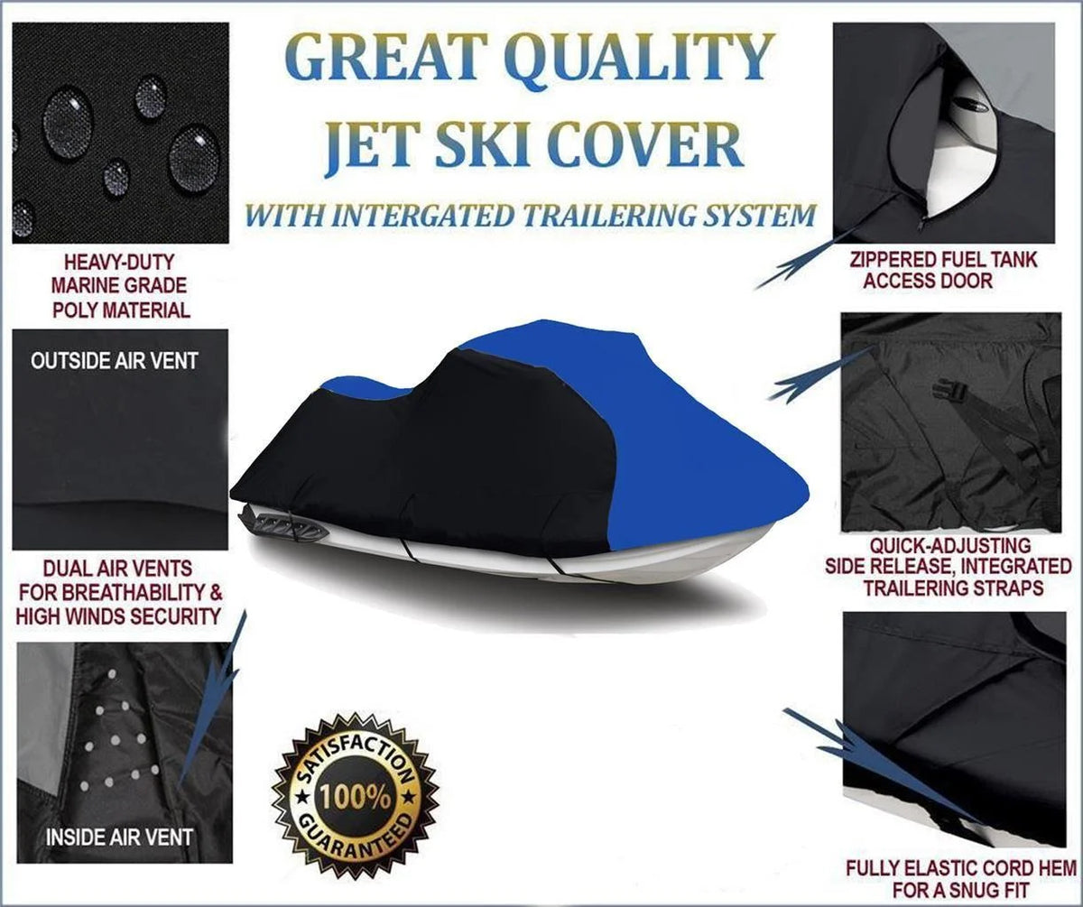 BLACK / BLUE Heavy-Duty Jet Ski Watercraft Cover H77065