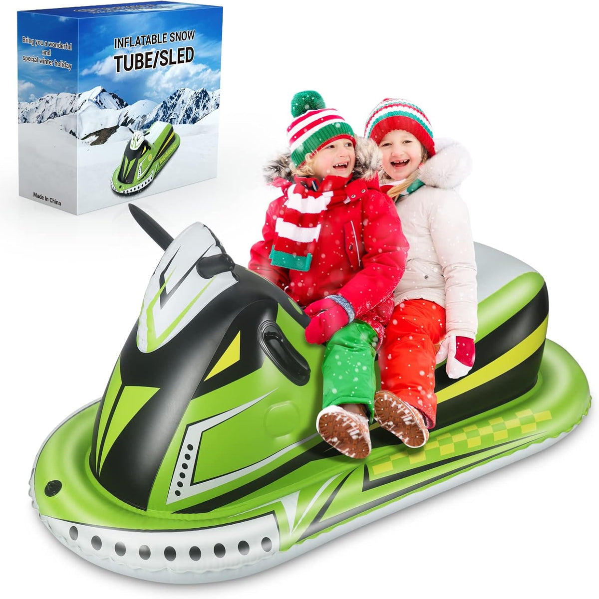 Heavy Duty Inflatable Snow Sled with Reinforced Handles and Drawstring S2962