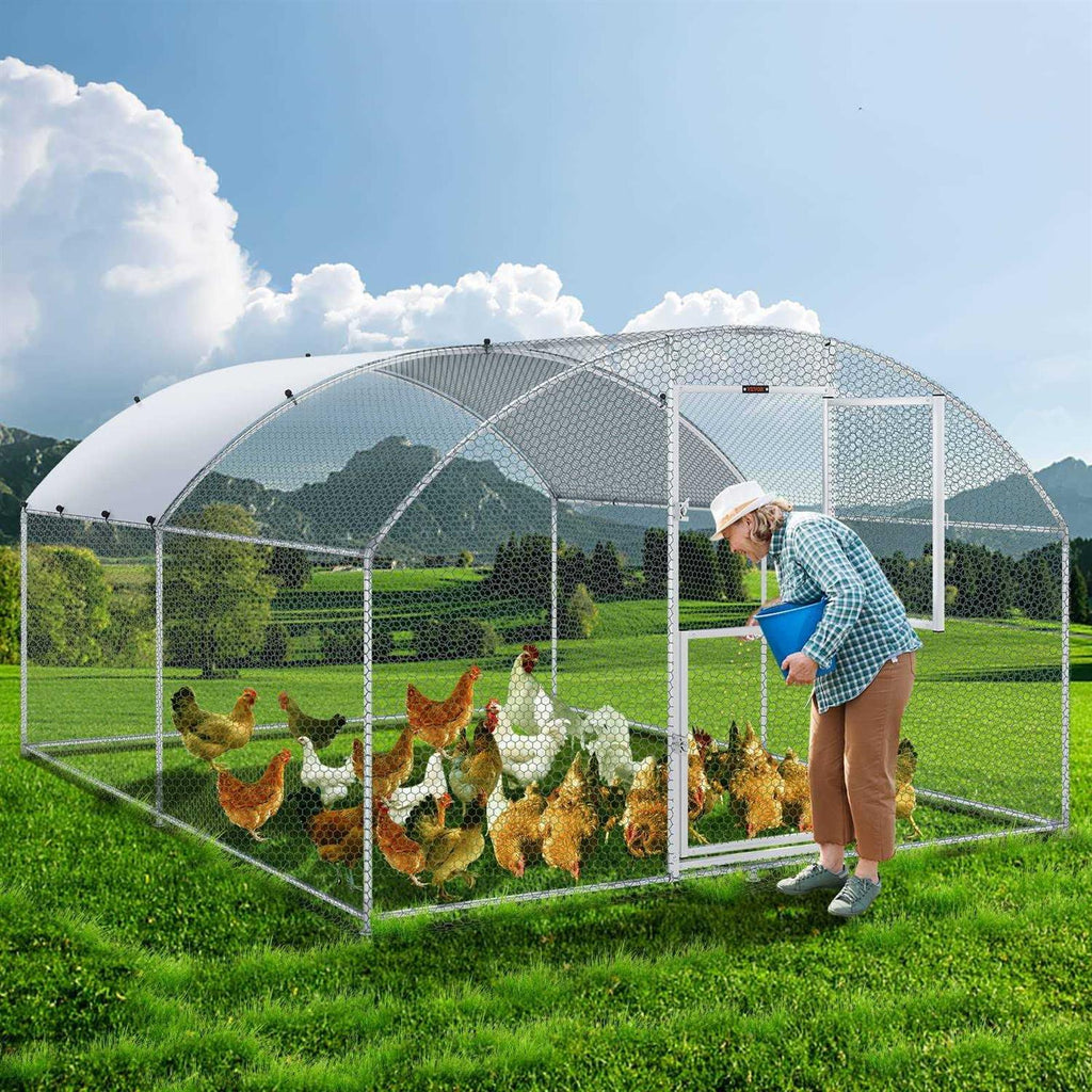 Large Metal Chicken Coop with Run Waterproof Cover I397633