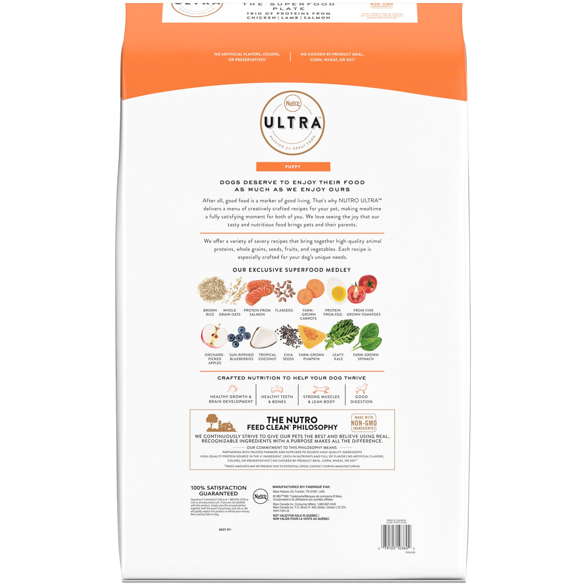 30 Lb. Bag High Protein Dry Puppy Food with Chicken Lamb Salmon X187901