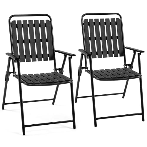 Folding Patio Chair Set of 4 Black T86538