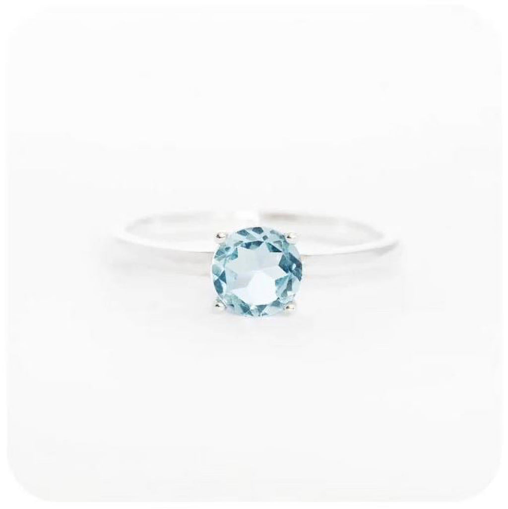 Topaz Solitaire Ring 925 Sterling Silver Gemstone Jewelry J952232