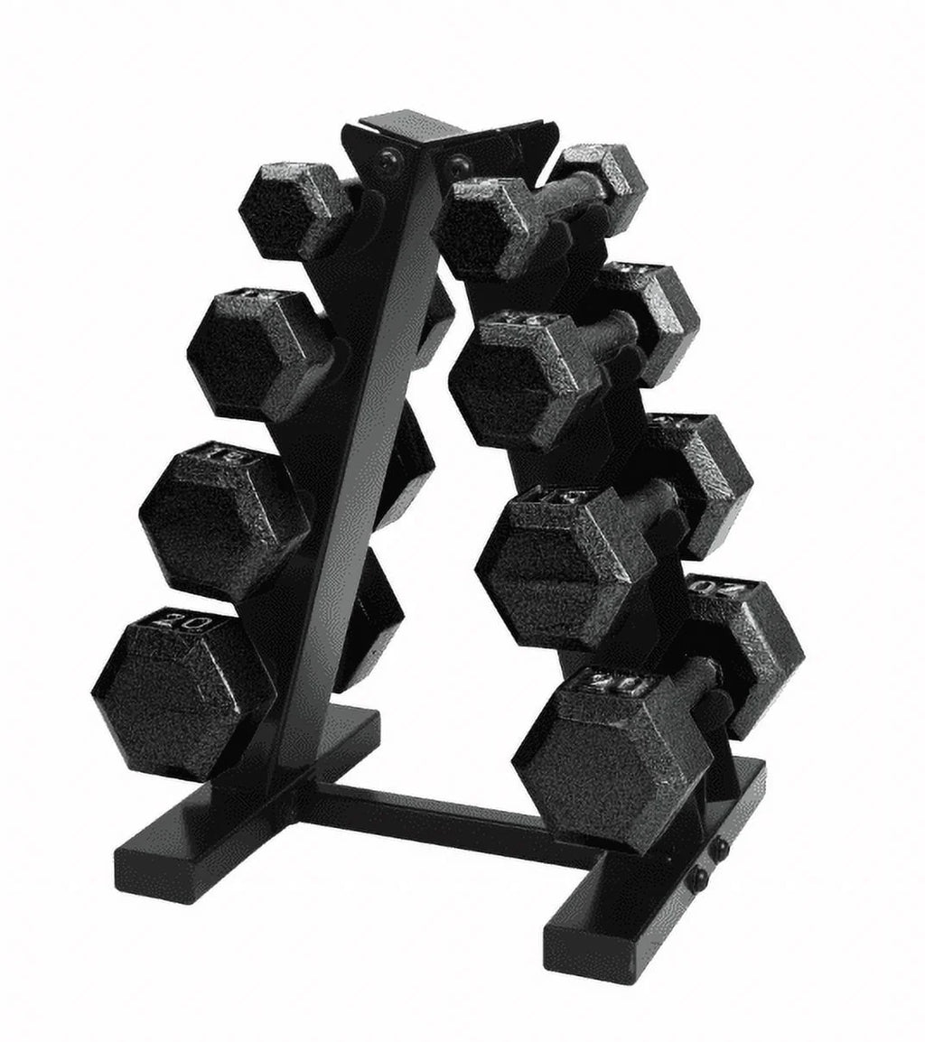 100 lb Cast Iron Hex Dumbbell Weight Set with Rack P574002