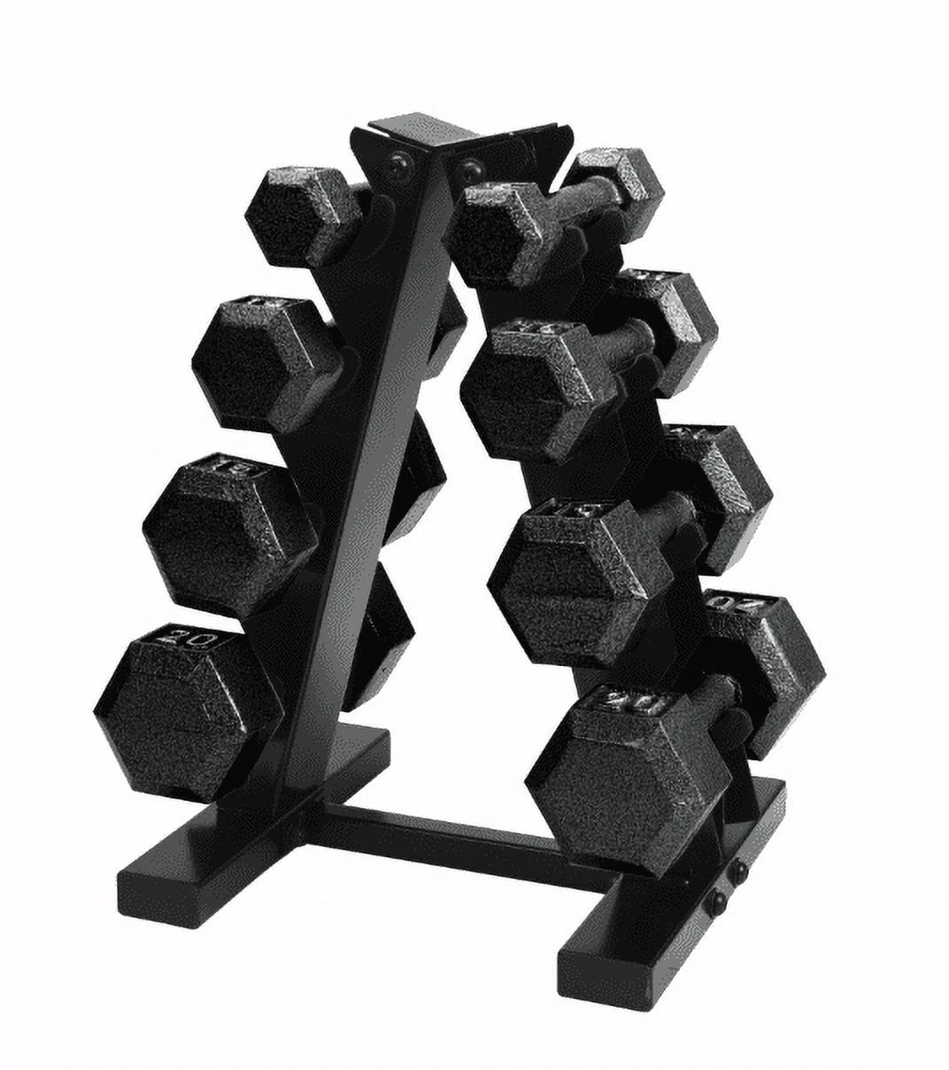100 lb Cast Iron Hex Dumbbell Weight Set with Rack P574002