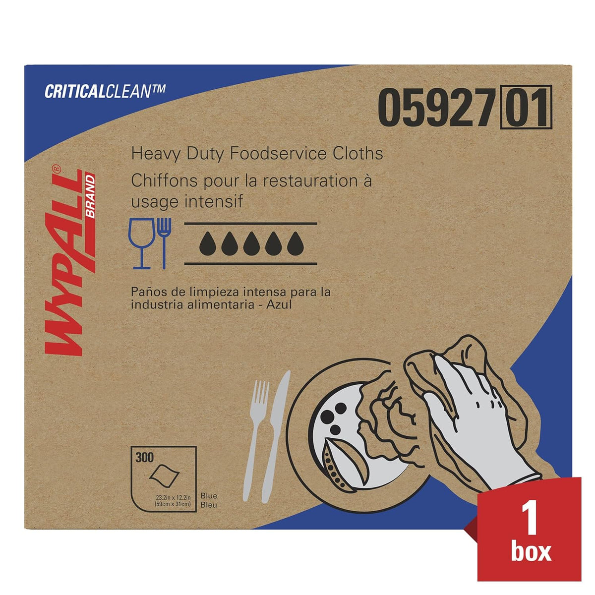 Blue 1/4 Fold Foodservice Towels, Case of 300, Pack of 2 W8635