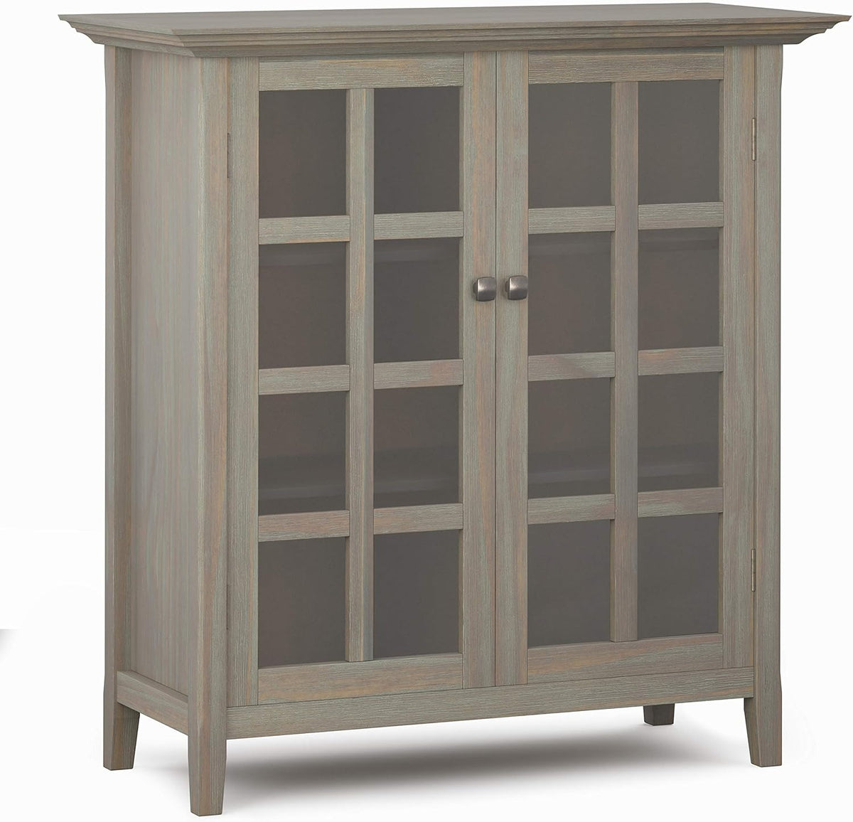 Solid Wood 39 inch Wide Storage Cabinet in Black with 2 Tempered Glass Doors and 4 Adjustable Shelves Y132849