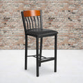Black Metal and Walnut Wood Barstool with Black Vinyl Seat G85949