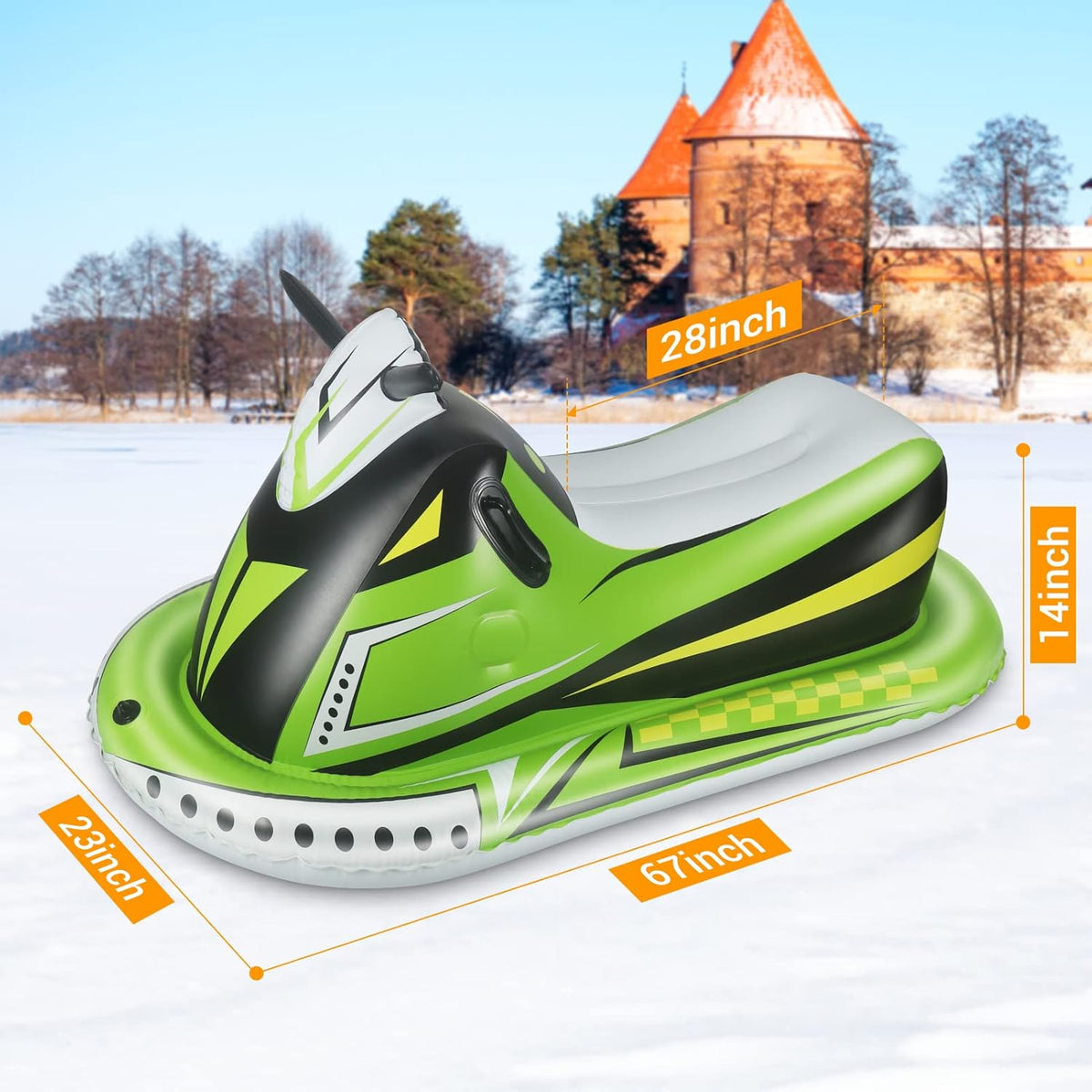 Heavy Duty Inflatable Snow Sled with Reinforced Handles and Drawstring S2962