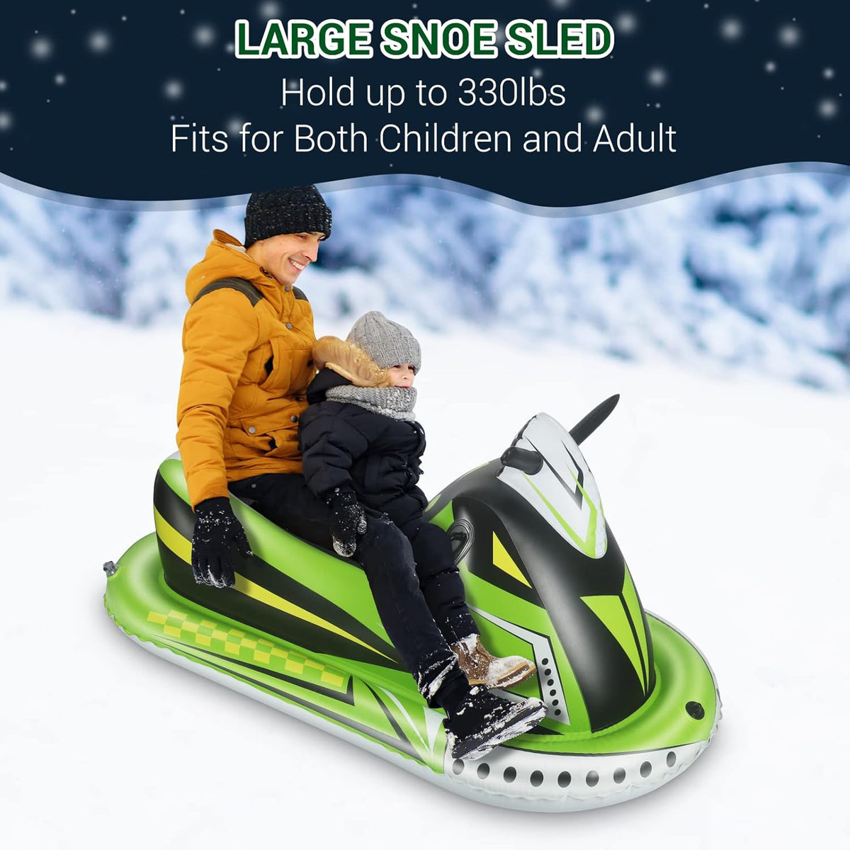 Heavy Duty Inflatable Snow Sled with Reinforced Handles and Drawstring S2962