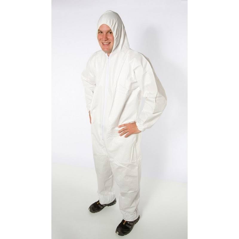 White Polypropylene Coveralls with Hood & Feet G702956