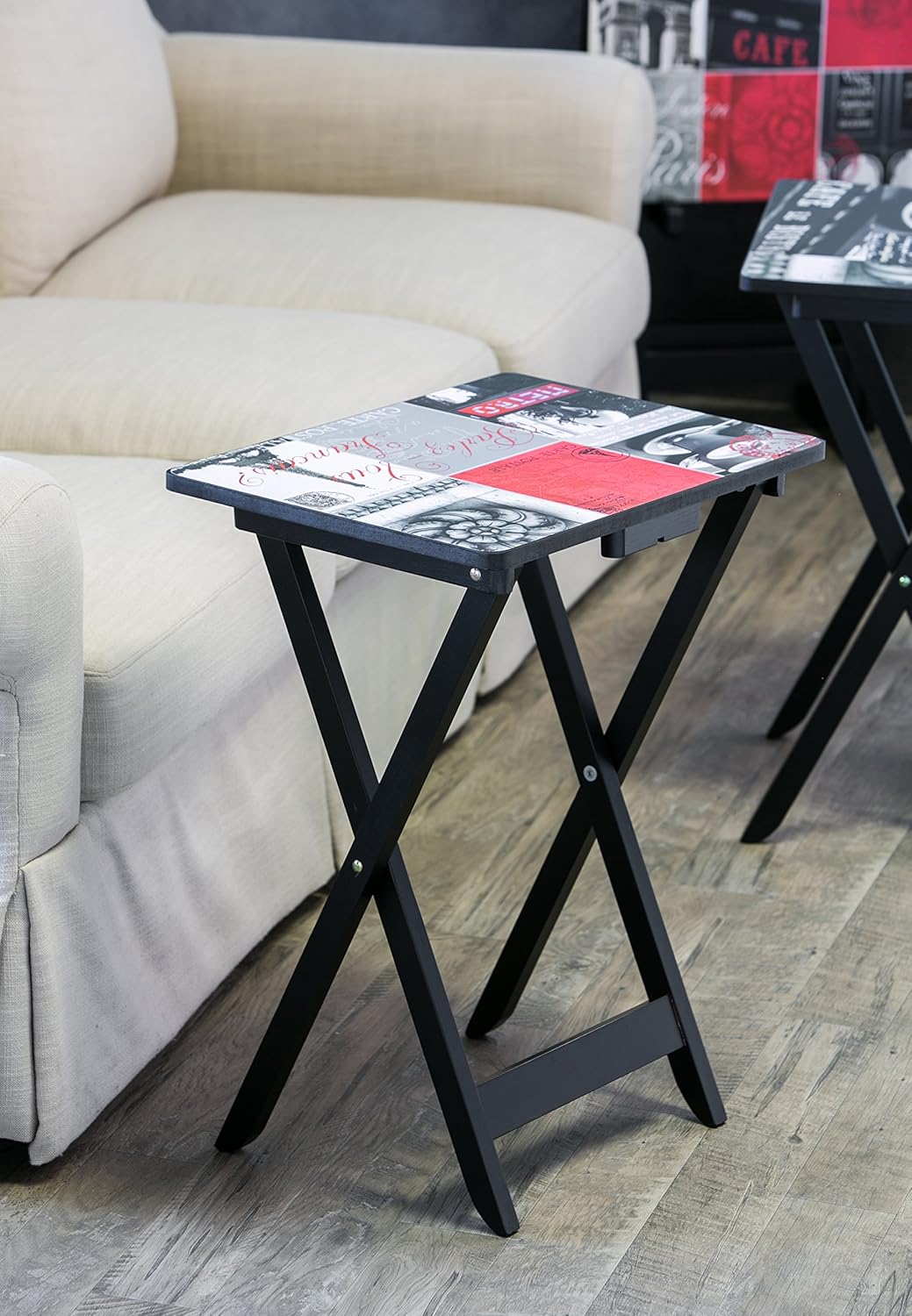 Farmhouse TV Trays with Stand, Set of 4 M9289