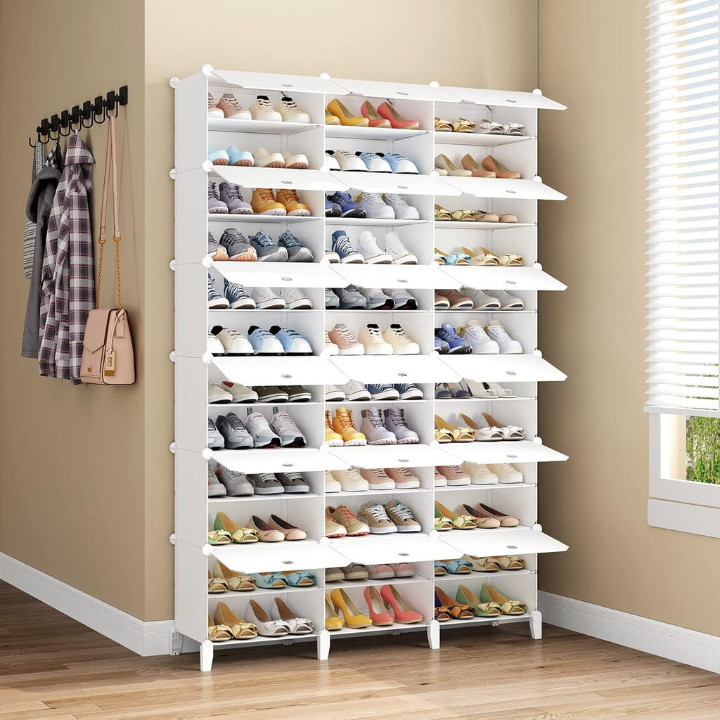 Portable 72 Pair Shoe Rack Organizer White T99127