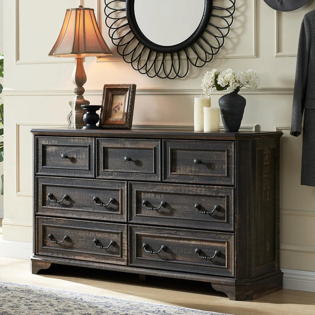 Brown 7 Drawer Wood Dresser G8930
