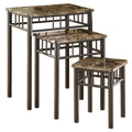 Cappuccino Marble Metal Nesting Table 3-Piece J803