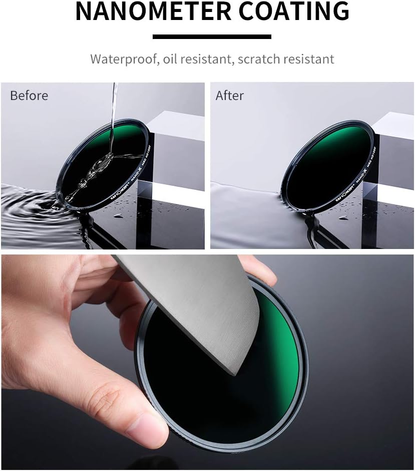 82mm ND1000 10-Stop Fixed Neutral Density Filter, Hydrophobic Multi-Layer Coatings Glass, Pack of 2 D149926