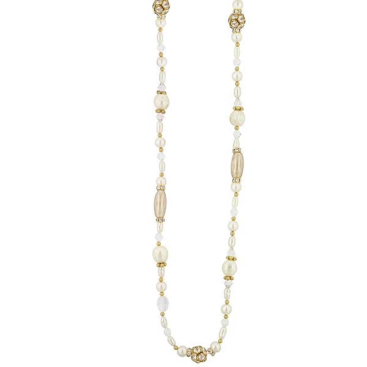 Faux Pearl And Crystal Rope Necklace 38" C94474