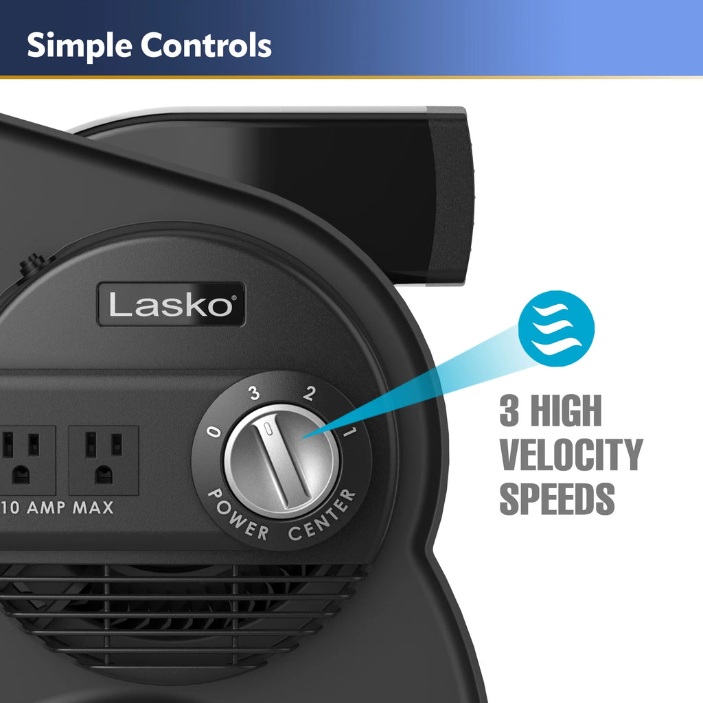 12 Pivoting High Velocity 3-Speed Blower Fan with Outlets, Black U454