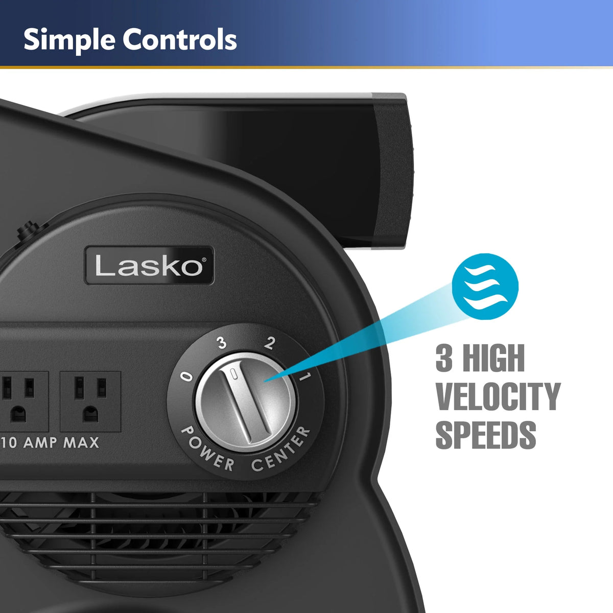 12 Pivoting High Velocity 3-Speed Blower Fan with Outlets, Black U454