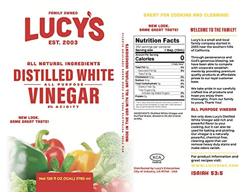 Natural Distilled White Vinegar, 1 Gallon (128 oz) - 5% Acidity G121