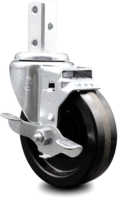 Swivel Square Stem Caster Set 4 with Black Phenolic Wheel E609