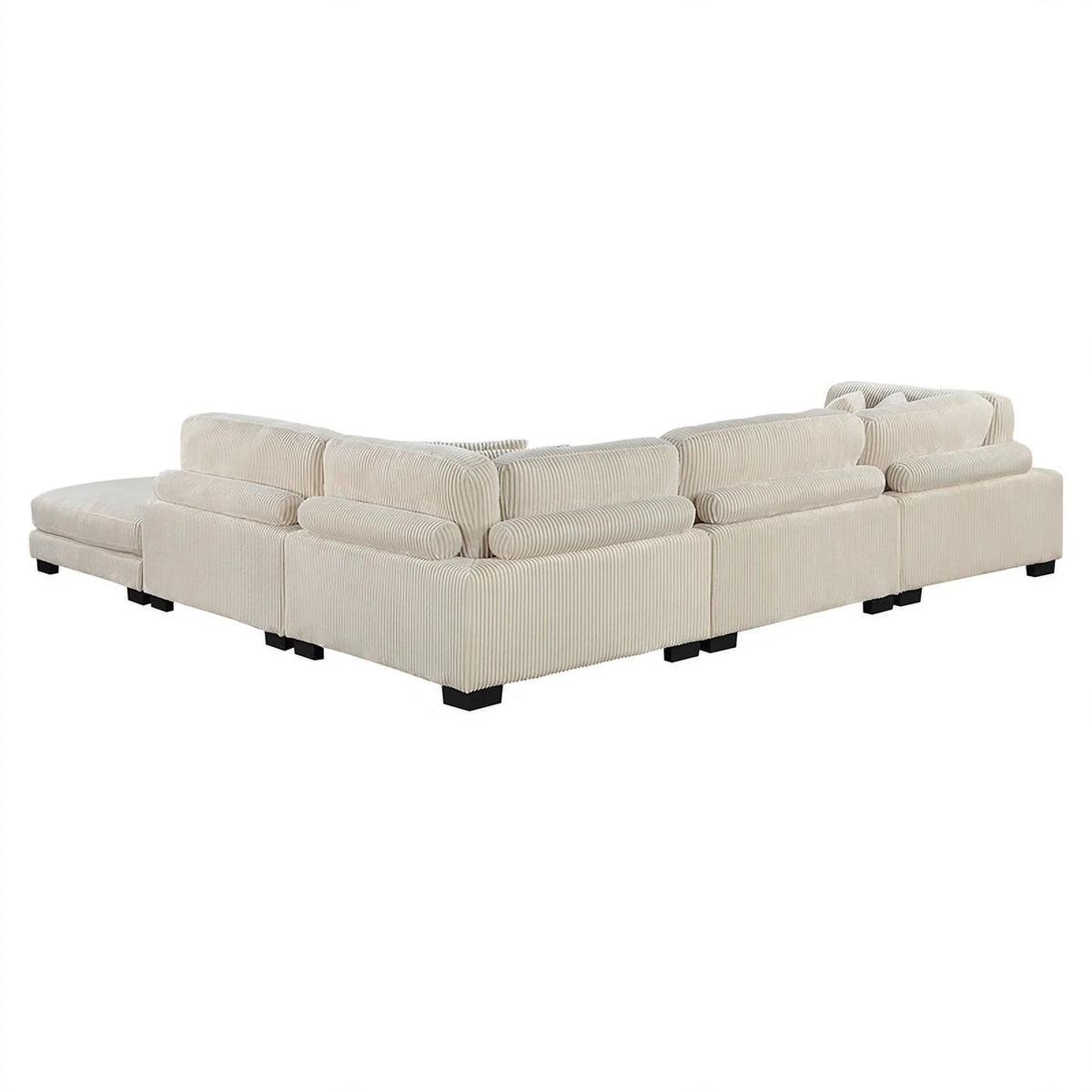 Beige 5-Piece Corduroy Fabric Modular Sectional W521