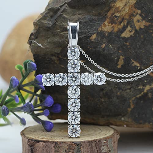 1/3 Round Cut Lab Created Moissanite Diamond Cross Tennis Pendant Necklace 14k Gold Over Sterling Silver Jewelry With 18" Chain J7166