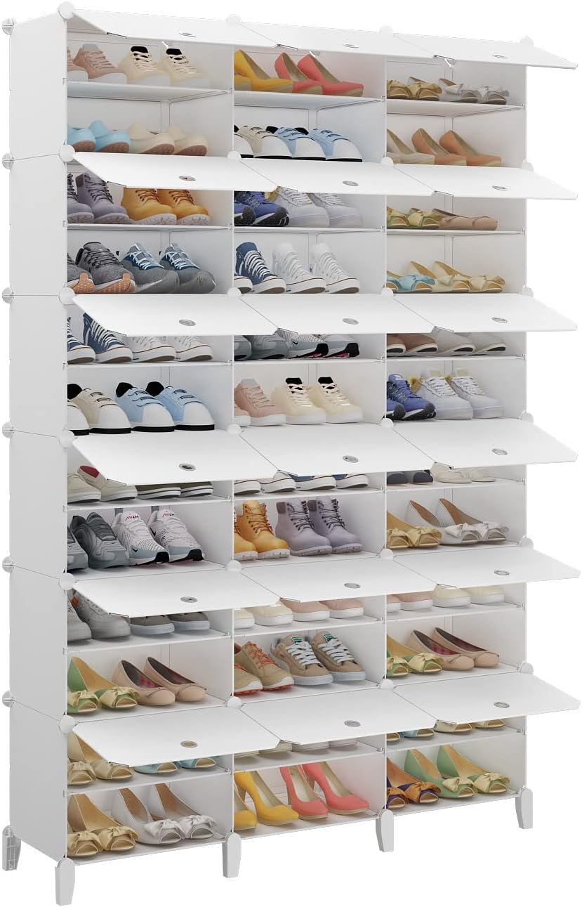 Portable 72 Pair Shoe Rack Organizer White T99127