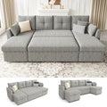 Oversized 110 inch 2 in 1 Pullout Sleeper Sofa Couch with Double Storage Chaise, Dark Grey V397313