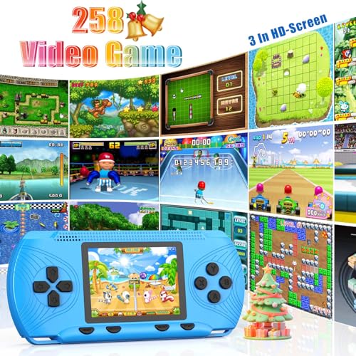 Handheld Game Console 3" HD Screen Built in 258 Video Games Blue L421
