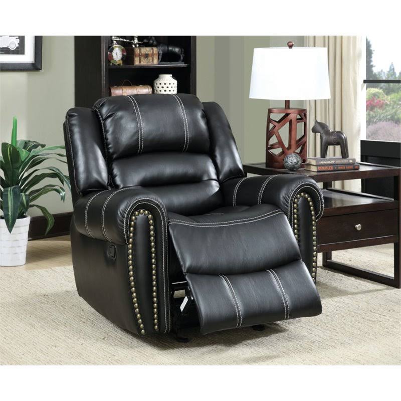 Black Faux Leather Glider Recliner L12509