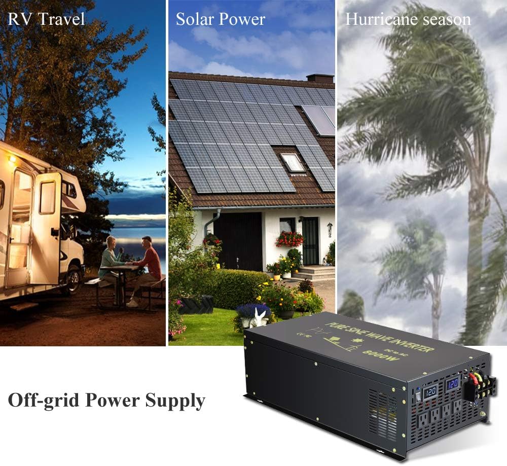 8000 Watt Pure Sine Wave Inverter 12V DC to 120V AC Q783200