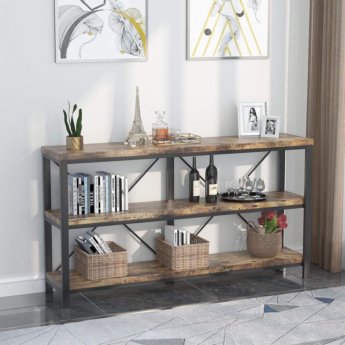 Rustic 3-Tier Console Sofa Table M99050