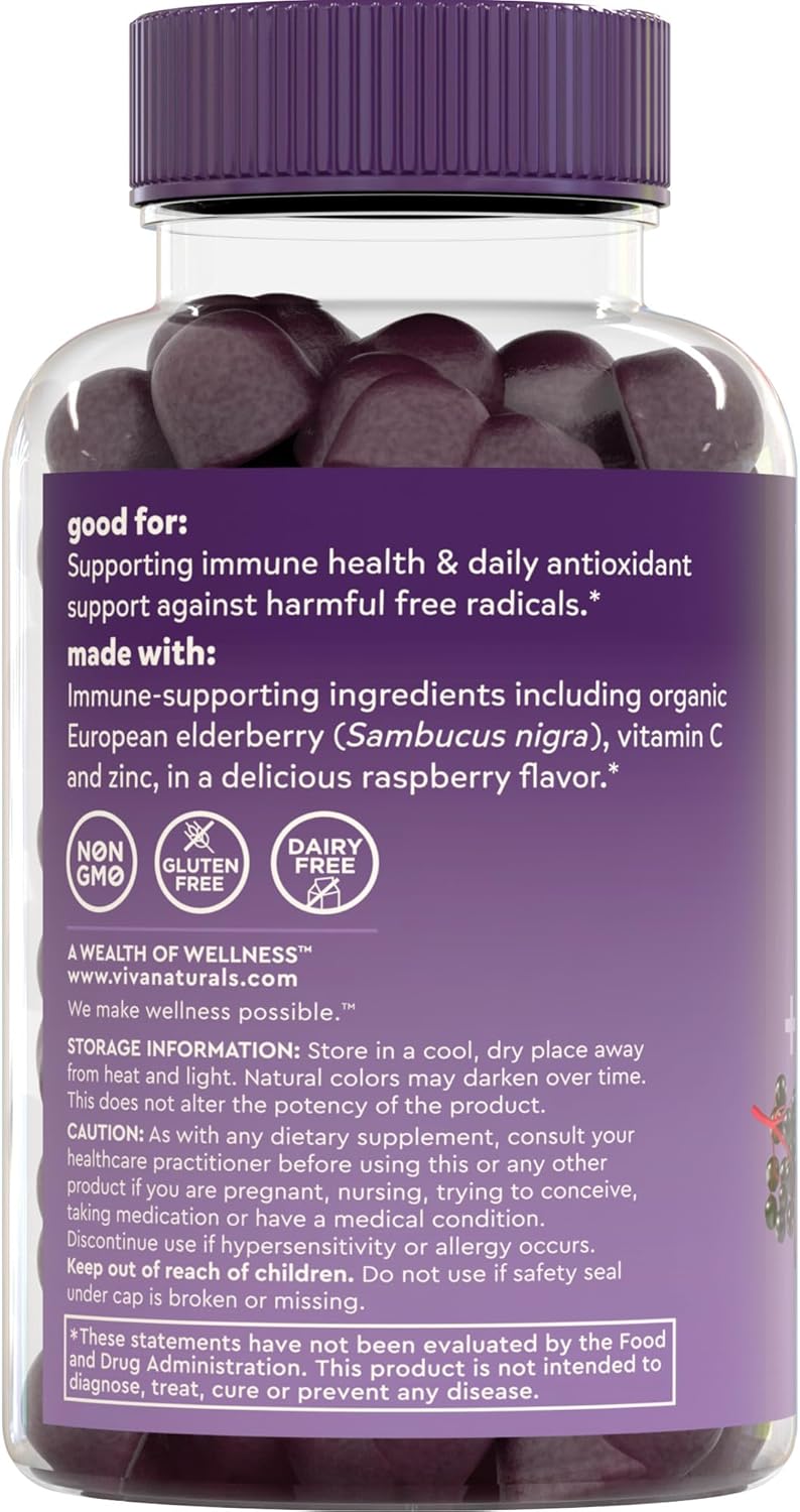 Organic Sambucus Elderberry Gummies with Zinc and Vitamin C (120 Count) M5018