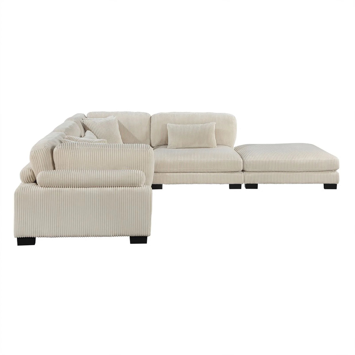 Beige 5-Piece Corduroy Fabric Modular Sectional W521