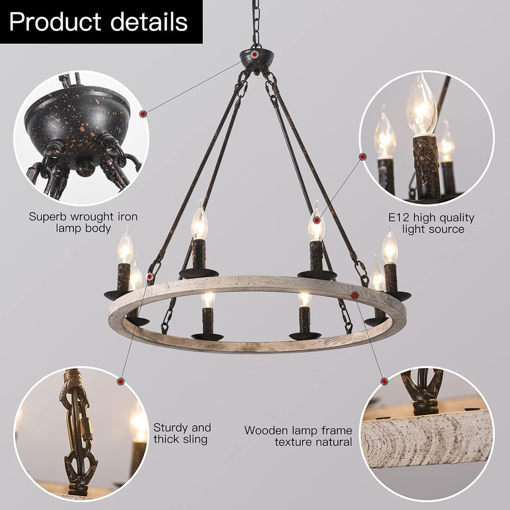 8-Lights Wagon Wheel Chandelier L639