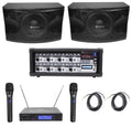 12" 3-Way 1600w Karaoke Speakers with Amplifier and Wireless Mics F879460