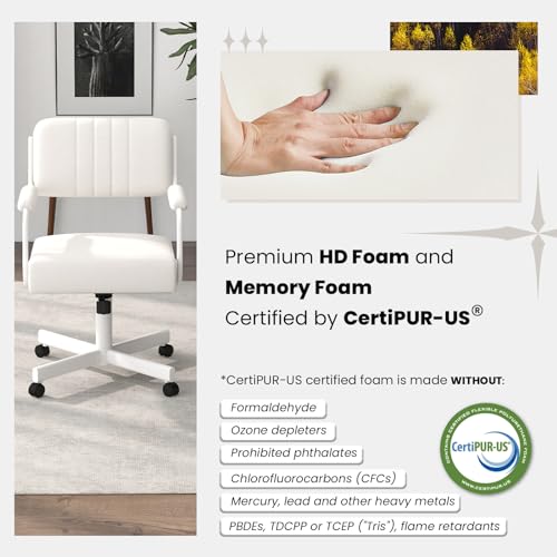 Set of Caster Swivel Tilt Dinning Chairs with Padded Armrest and Metal Frame V71899