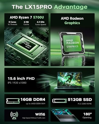 15.6-in AMD Ryzen 7 5700U Laptop 16GB DDR4 512GB NVMe SSD S484977