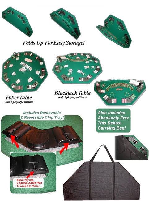 Poker and Blackjack Table Top with Case D535