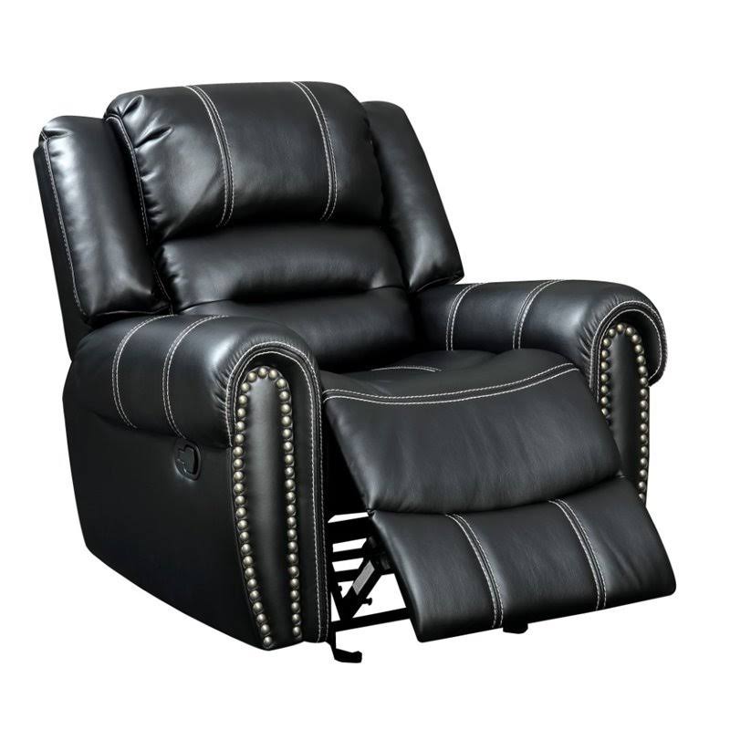 Black Faux Leather Glider Recliner L12509