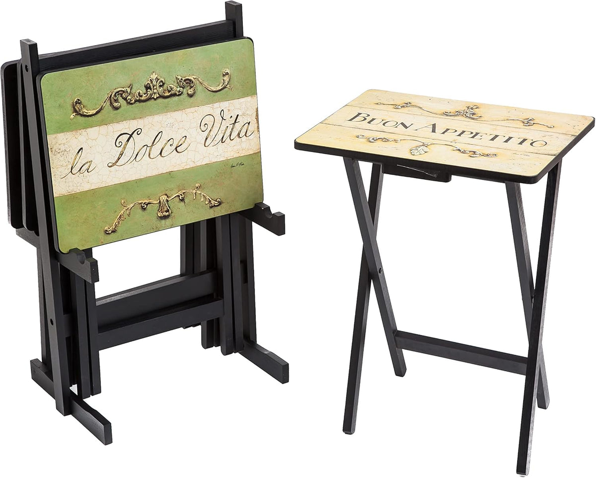 Farmhouse TV Trays with Stand, Set of 4 M9289