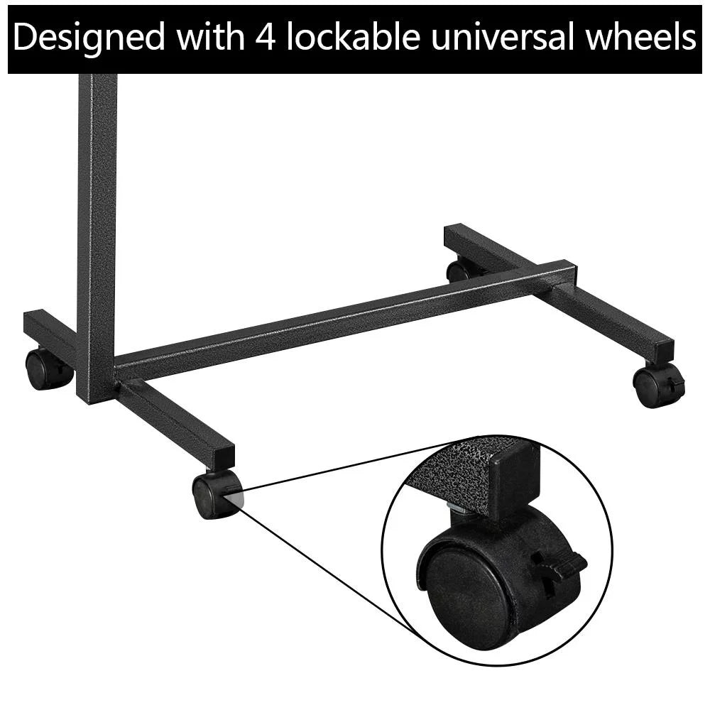 Adjustable Overbed Bedside Table with Wheels Gray Q738