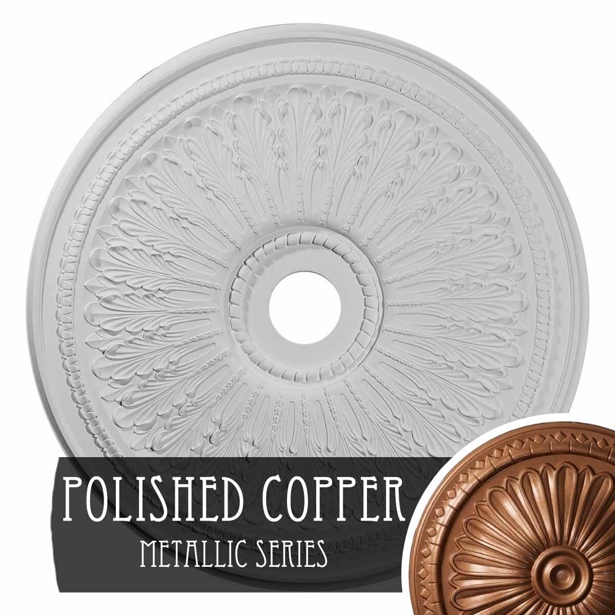 Oakleaf Ceiling Medallion Hand-Painted Polished Copper Q9439
