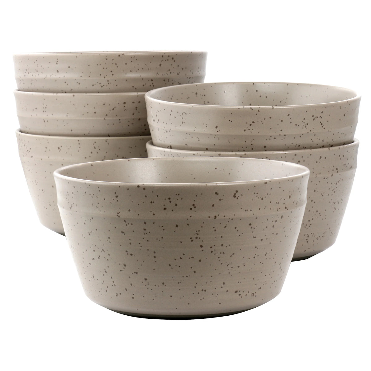 6 Piece 6 Inch Round Stoneware Bowl Set in Mocha T844