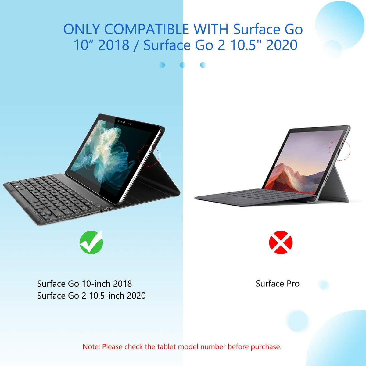 Bluetooth Backlit Keyboard Case for Surface Go 10-inch/Surface Go 2 10.5-inch J216073