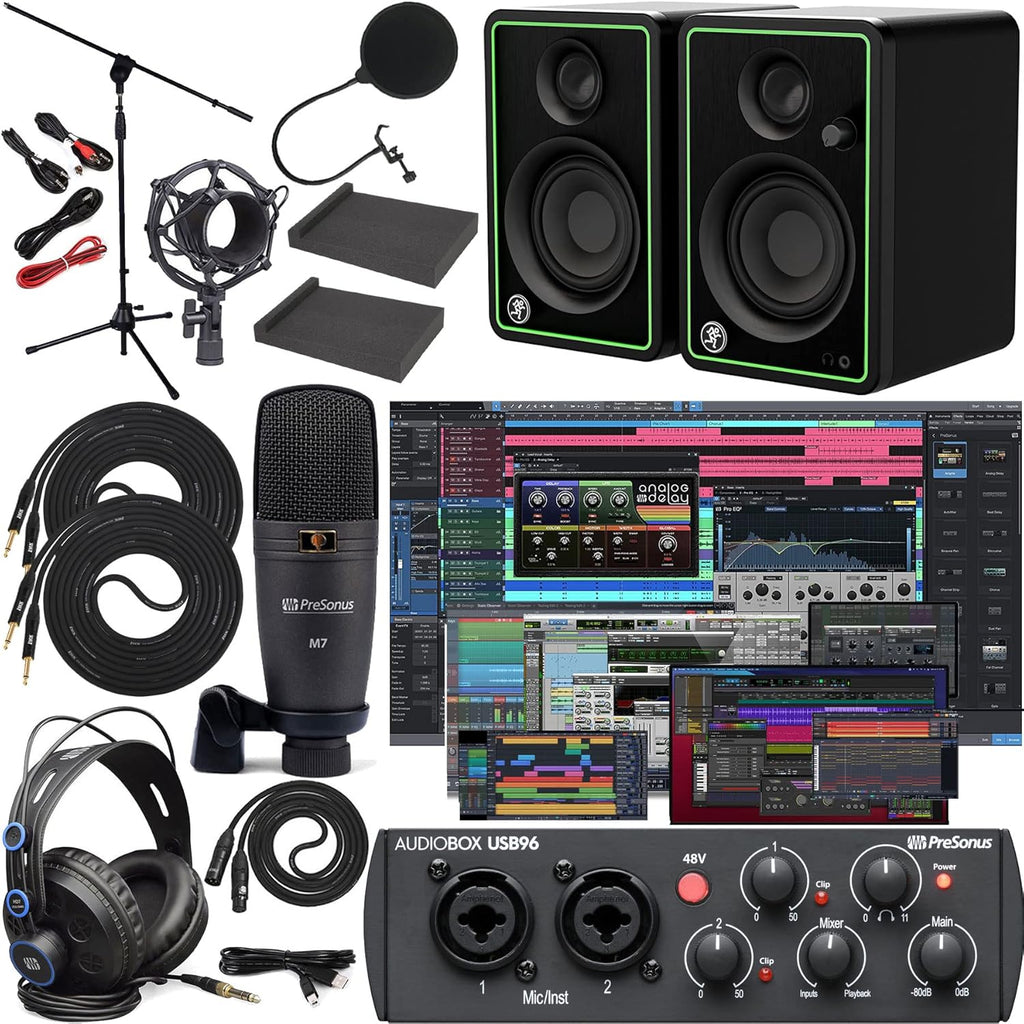 Audio Interface with Studio Monitors and Cables I511
