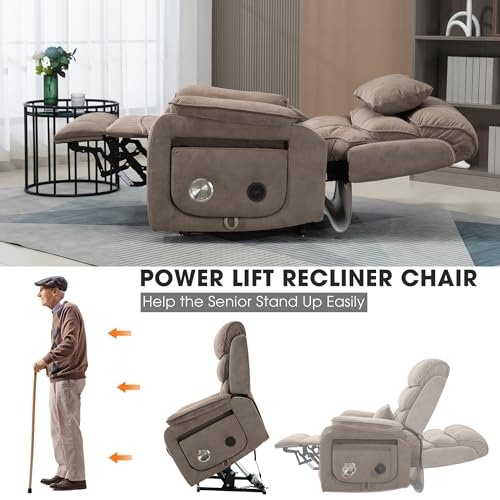 4 Motor Power Lift Recliner Chair with Massage Heat J83895