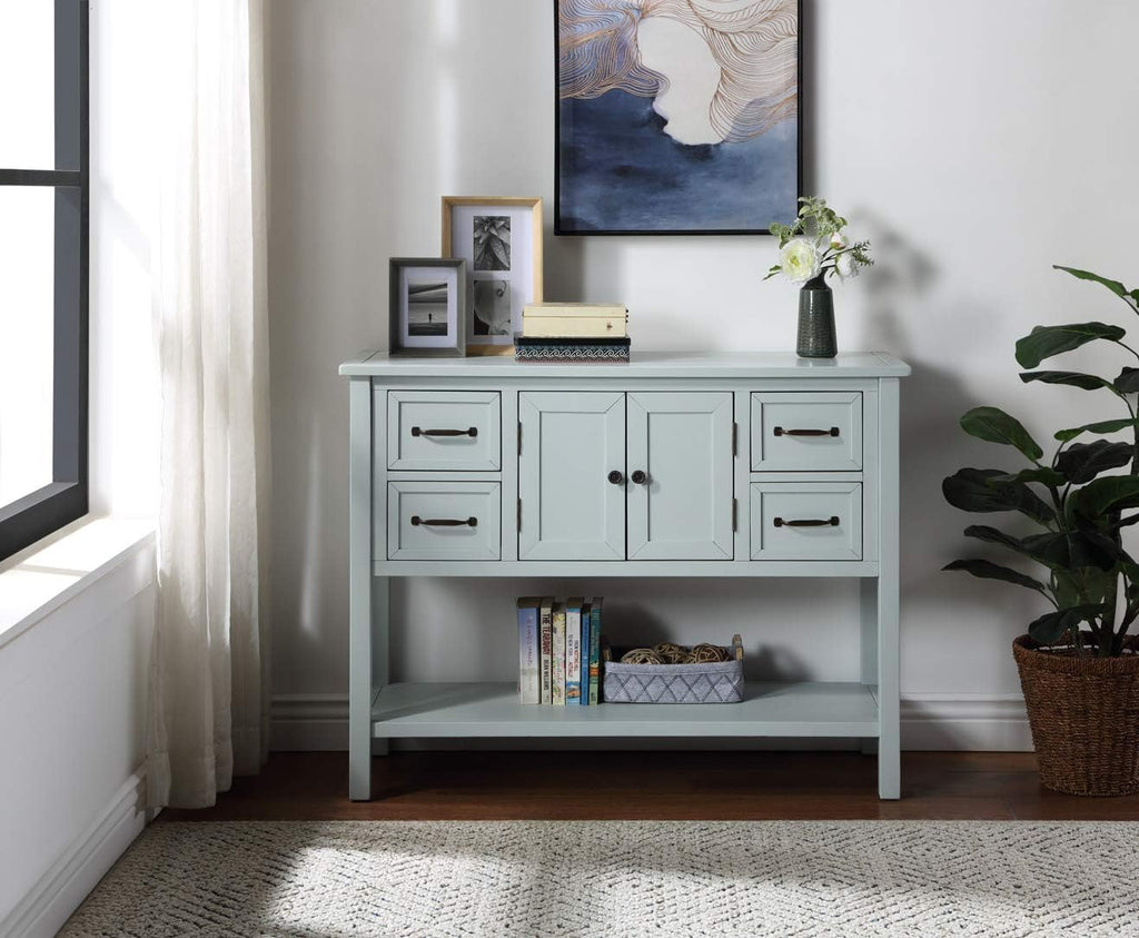 Solid Wood Console Table with 2 Storage Drawers and 1 Shelf, Black L705