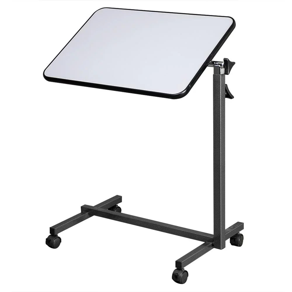 Adjustable Overbed Bedside Table with Wheels Gray Q738