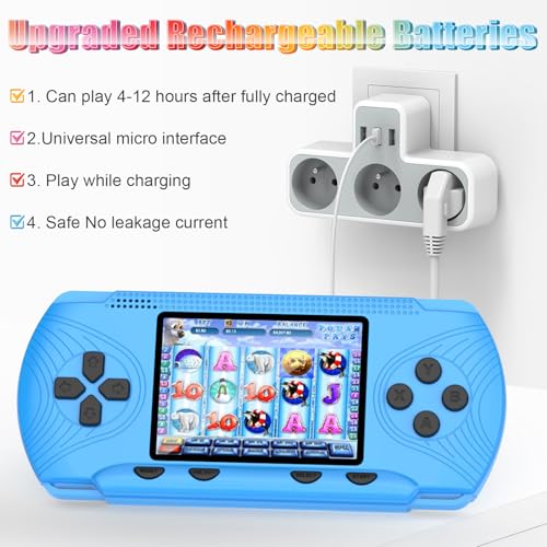 Handheld Game Console 3" HD Screen Built in 258 Video Games Blue L421